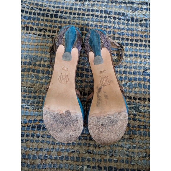House of Harlow 1960 Blue and Brown Heeled Sandals - Picture 10 of 12